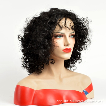 Wholesale Synthetic wig African black women's Loose curly and deep wave black wig for Afro black women